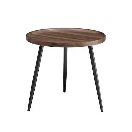 Front. Danya B - Paxton Raised Lip Edge Side Table - Round - Walnut - Walnut, Black.