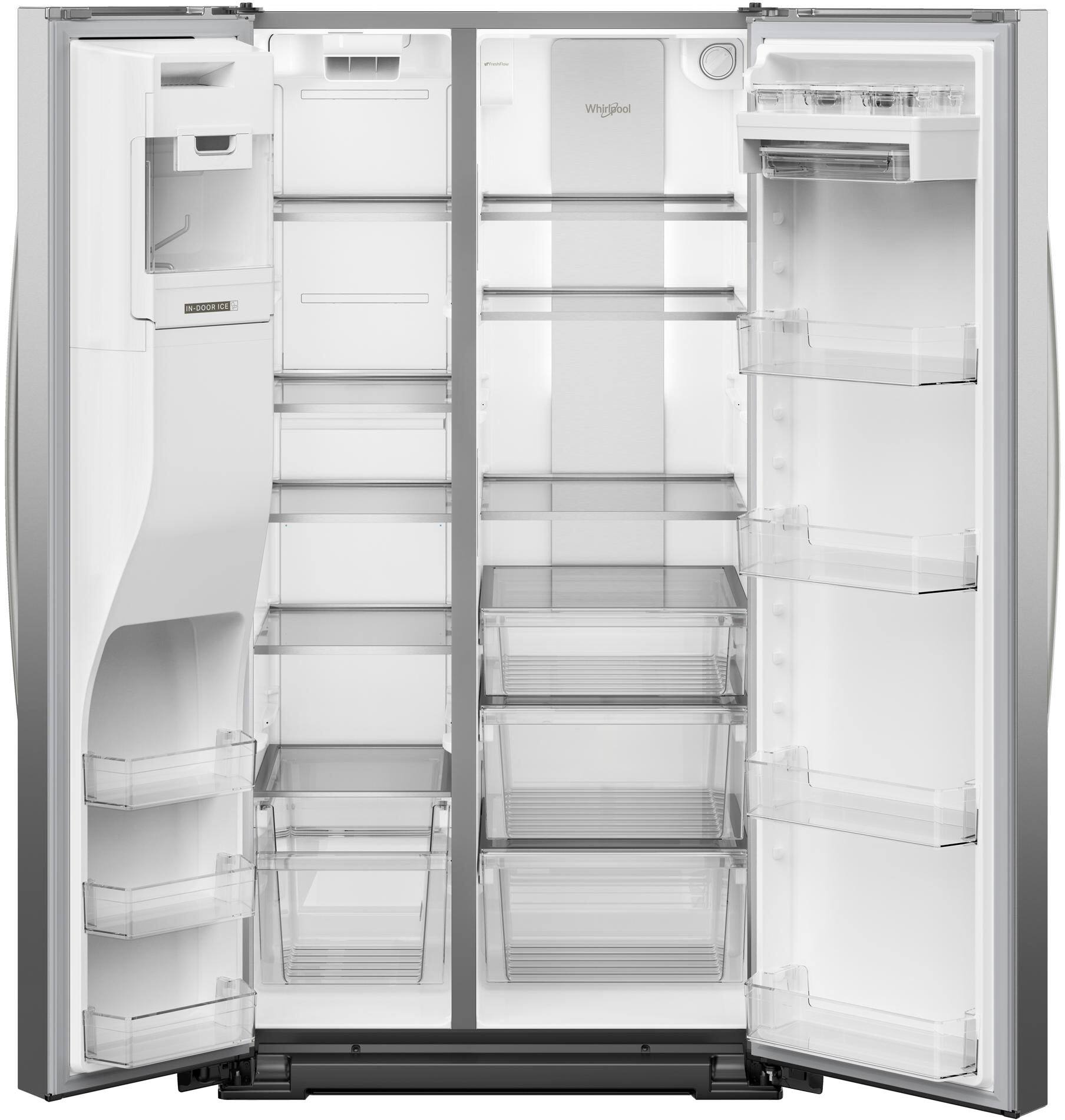 Angle. Whirlpool - 28.7 Cu. Ft. Side-by-Side Refrigerator with In-Door Ice & Water - Fingerprint Resistant Stainless Finish.