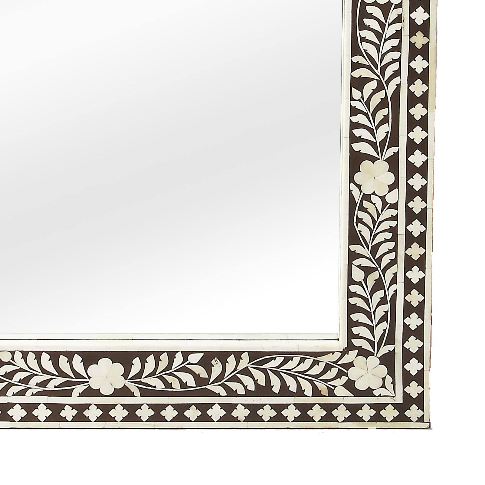 Alt View 2. Butler Specialty - Vivienne 27.75 in. W x 50 in. H Rectangular Bone Inlay Vertical Hanging Accent Wall Mirror - Dark Brown.