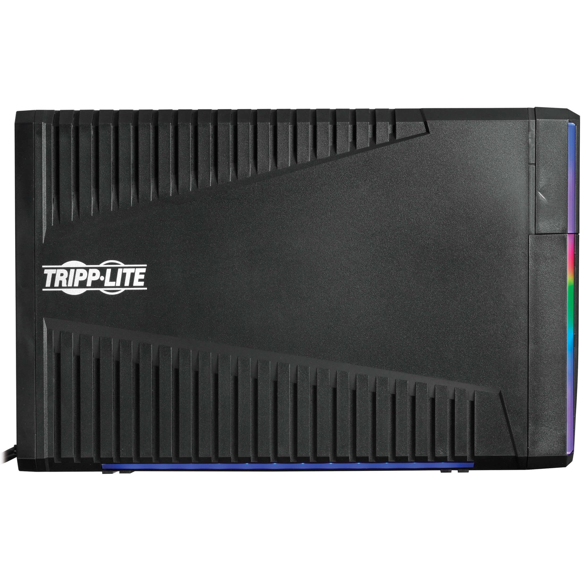 Alt View 3. Tripp Lite - Eaton Tripp Lite Series 1500VA 900W 120V Pure Sine Wave Gaming UPS Battery Backup - LCD, AVR, RGB LEDs, USB Charging - Black.