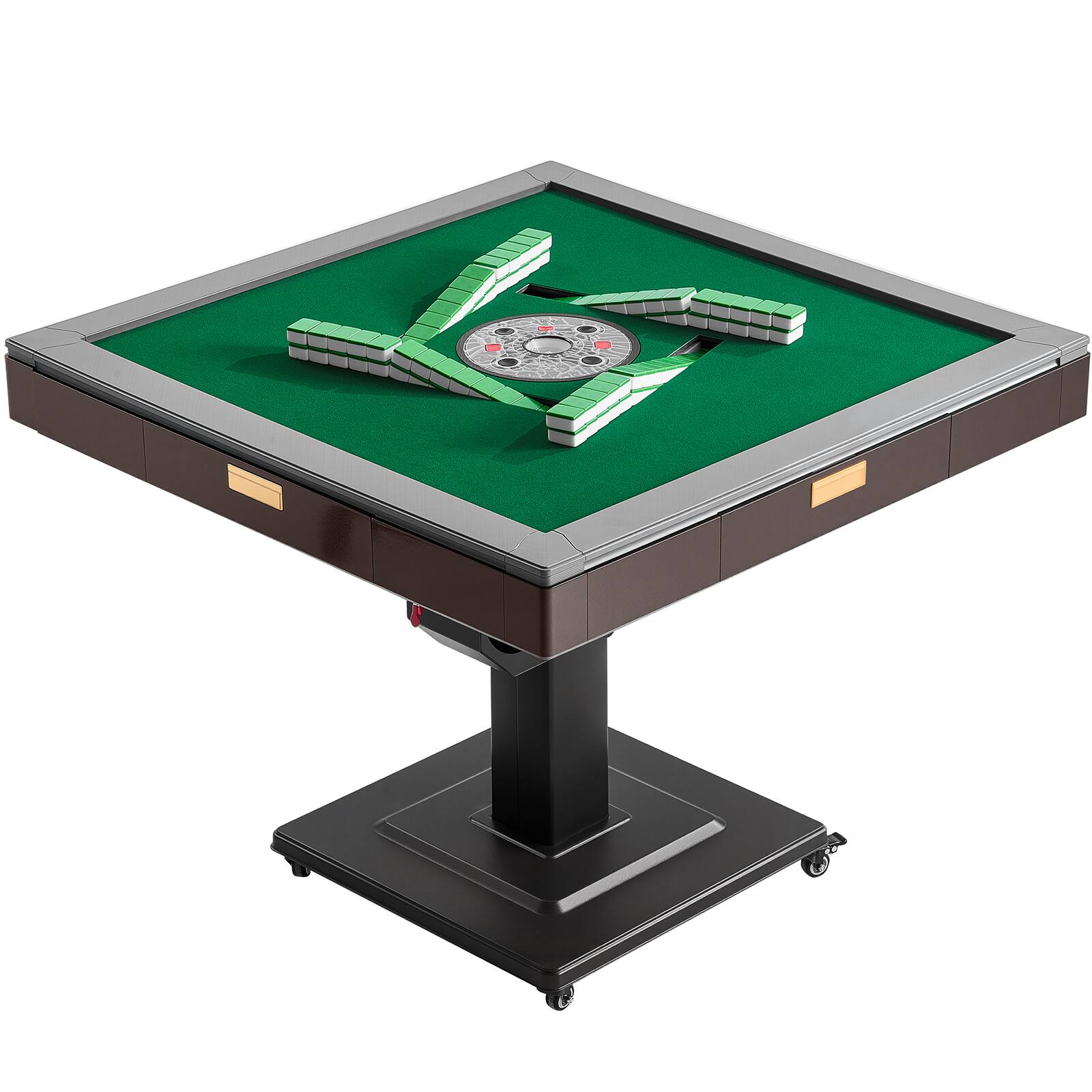 Alt View 5. VEVOR - Automatic Mahjong Table with Wheels, 2 Sets of 40 mm Tiles (164 Pcs), Roller Coaster Style Mahjong-Table, Foldable - Brown;Black;Green.