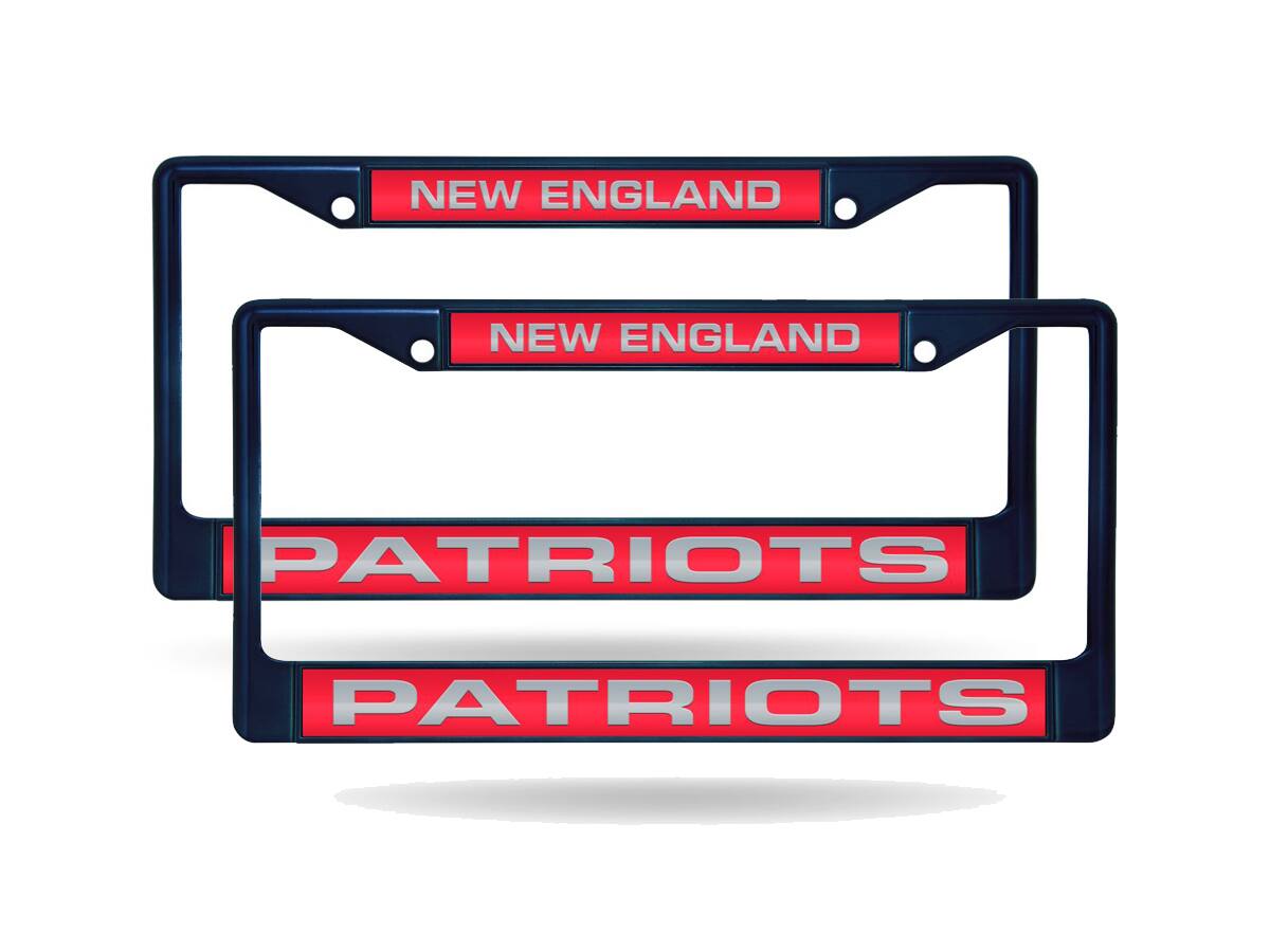 New England Football Patriots (Set of 2) Navy Painted Metal Laser Cut License Plate Frames