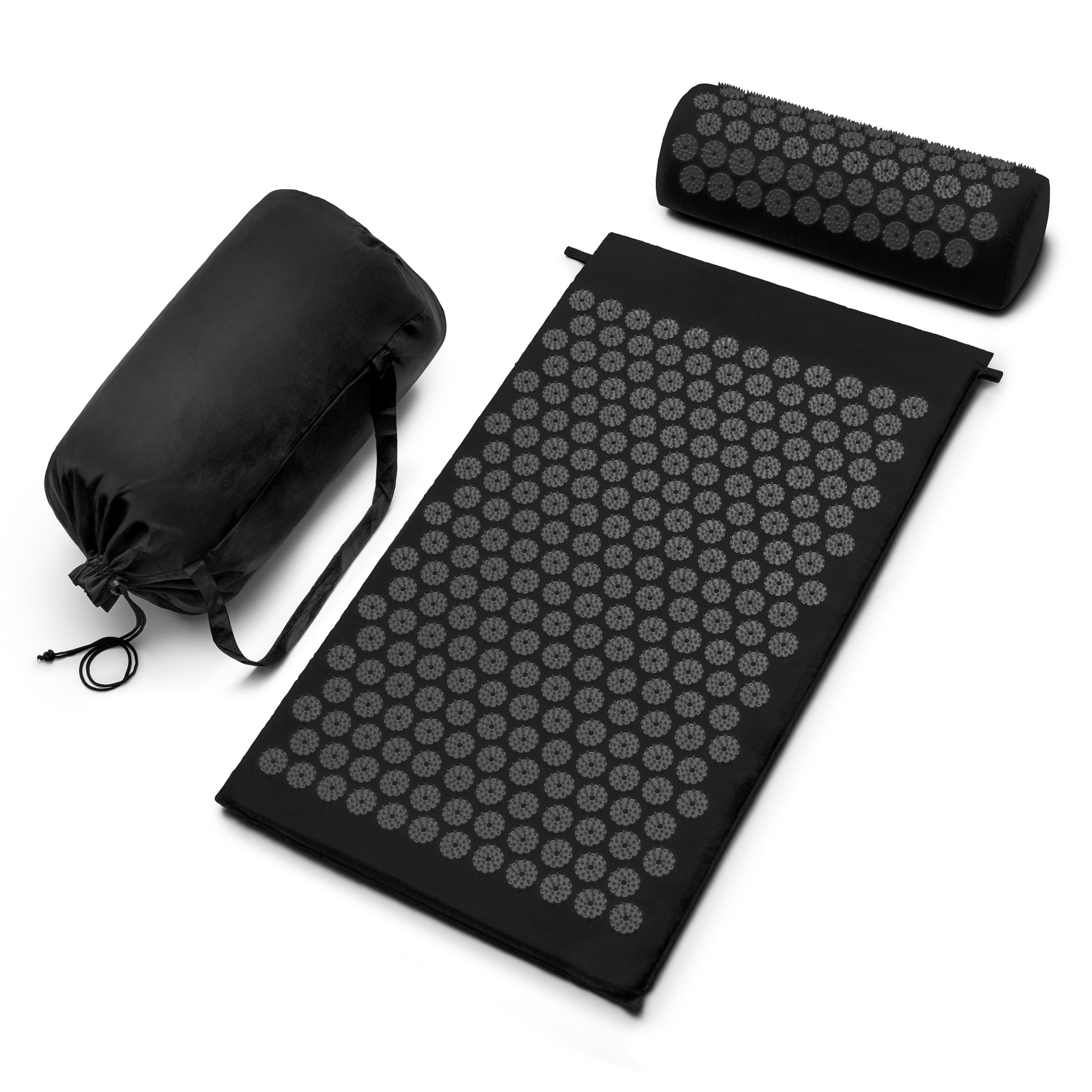 Front. Sorbus - Sivan Acupressure Mat and Pillow Set for Stress, Back & Neck Pain, Acupuncture, Muscle Relaxation, Sciatica, Meditation - Black / Black.