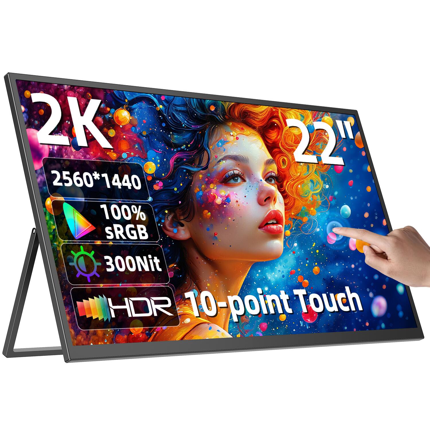 2K 22" 2560*1440 100% sRGB 300Nit HDR 10-point Touch
