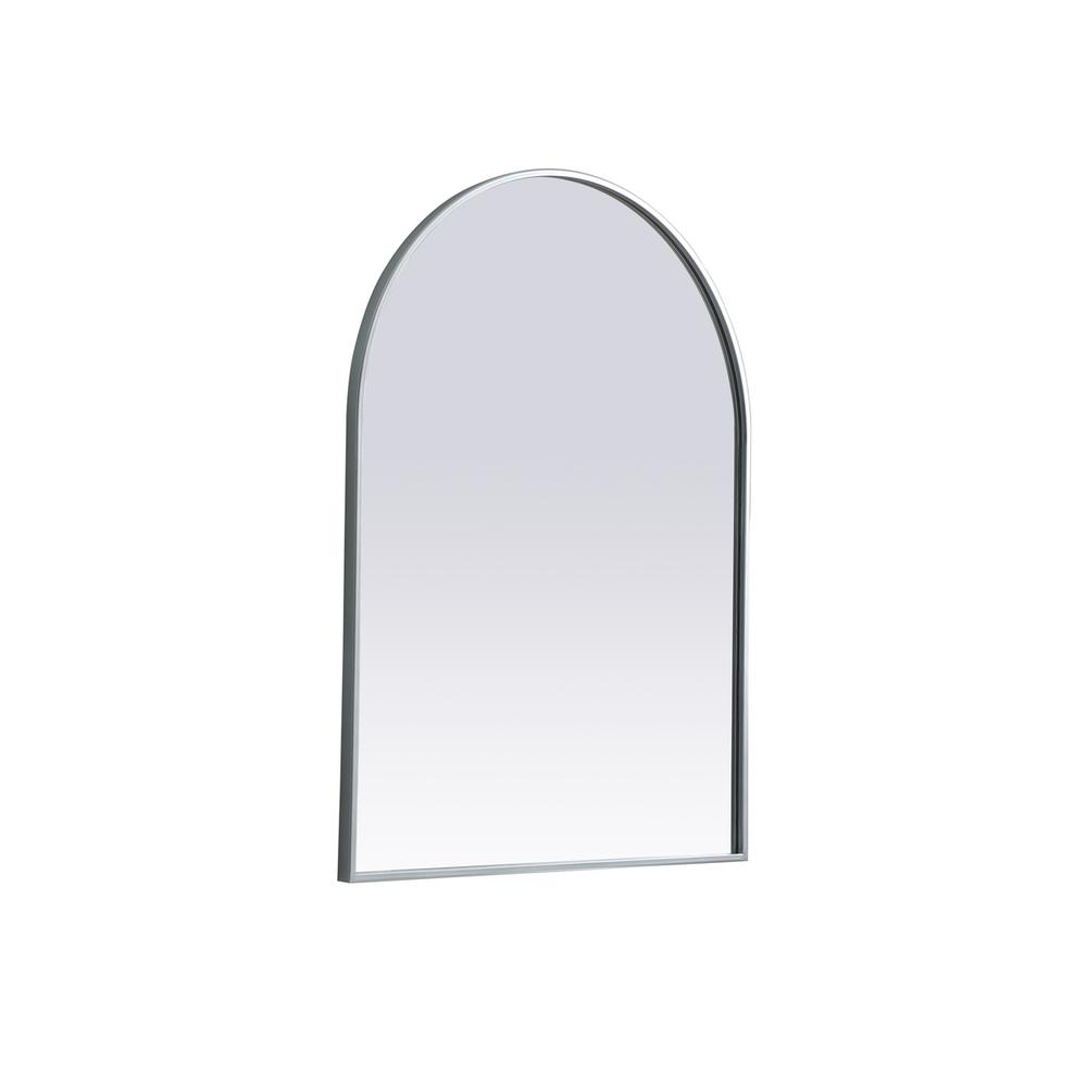 Left. Elegant Decor - Metal Frame Arch Mirror 27x36 Inch in Silver - Silver.