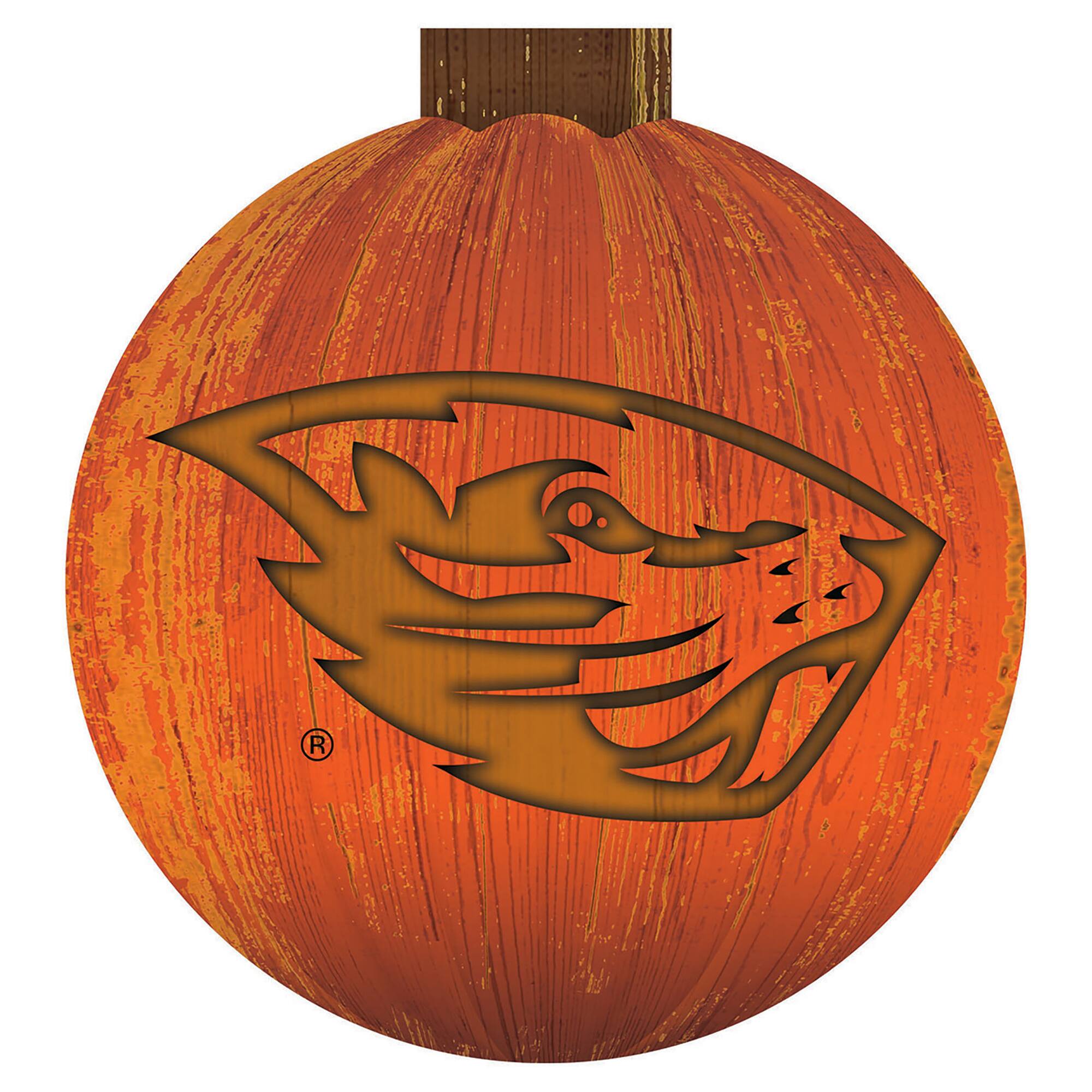 Front. Fan Creations - Oregon State Beavers 12'' Pumpkin Sign - Orange.
