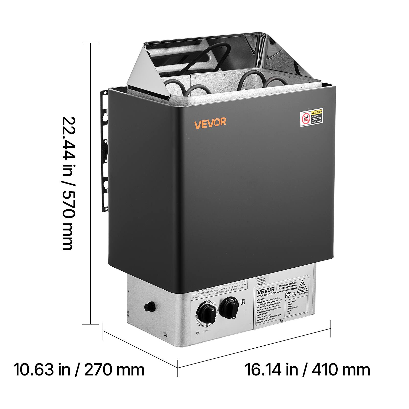 in 22.44 / 570 mm  
VEVOR bear new  
ACAUTION 2 Affrride - VEVOR Mome Inprivent FIL  
10.63 in / 270 mm  
16.14 in / 410 mm