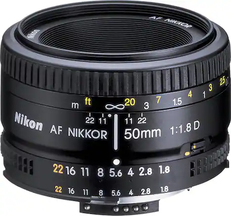 Front. Nikon - AF NIKKOR 50mm f/1.8D Standard Lens - Black.