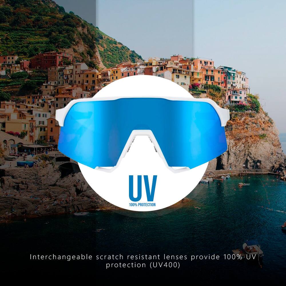 UV 100% PROTECTION  
Interchangeable scratch resistant lenses provide 100% UV protection (UV400)