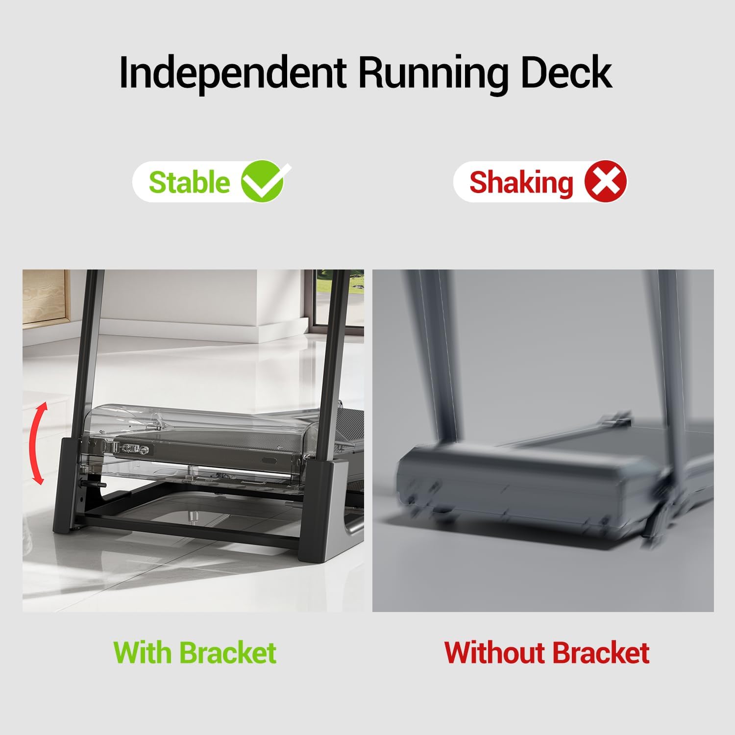 Independent Running Deck

Stable ✔️

Shaking ❌

With Bracket

Without Bracket