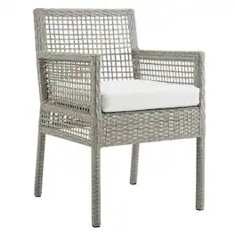 Outdoor Escape - Outdoor Patio Rattan Wicker Dining Armchair With Cushioned Seat - Gray
