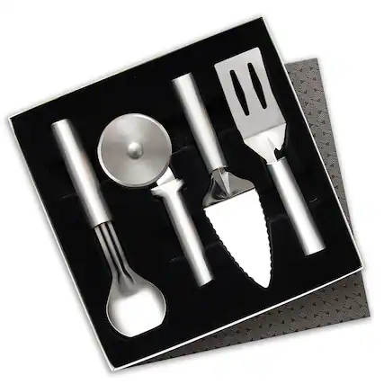 Front. Rada - Ultimate Utensil Gift Set, Silver Handles - Silver.