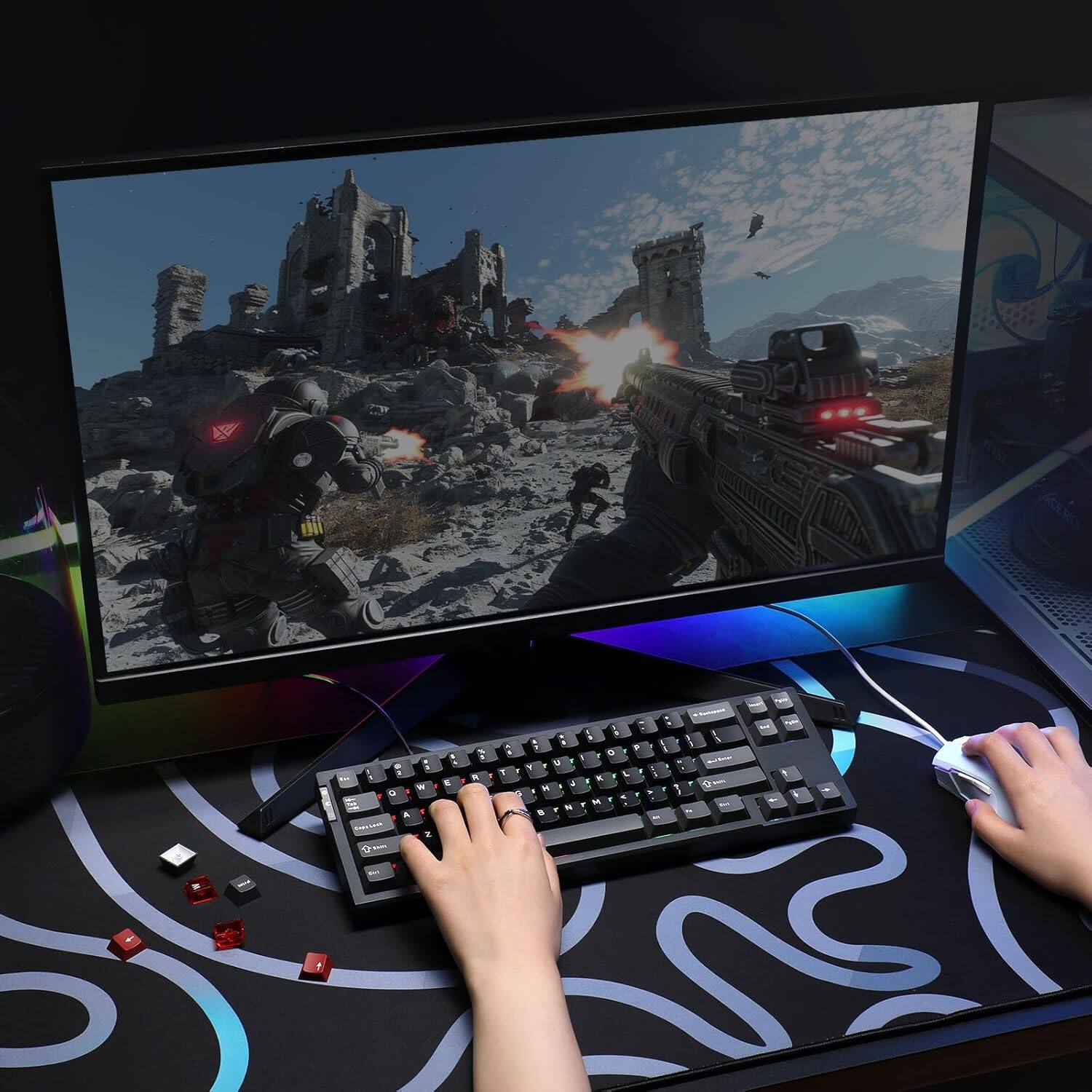 Alt View 8. Wikistore - RT68 Rapid Trigger Gaming Keyboard,Hall Effect Magnetic Switch,RGB Backlit,Gasket Mount Hot Swap Struture - Black.