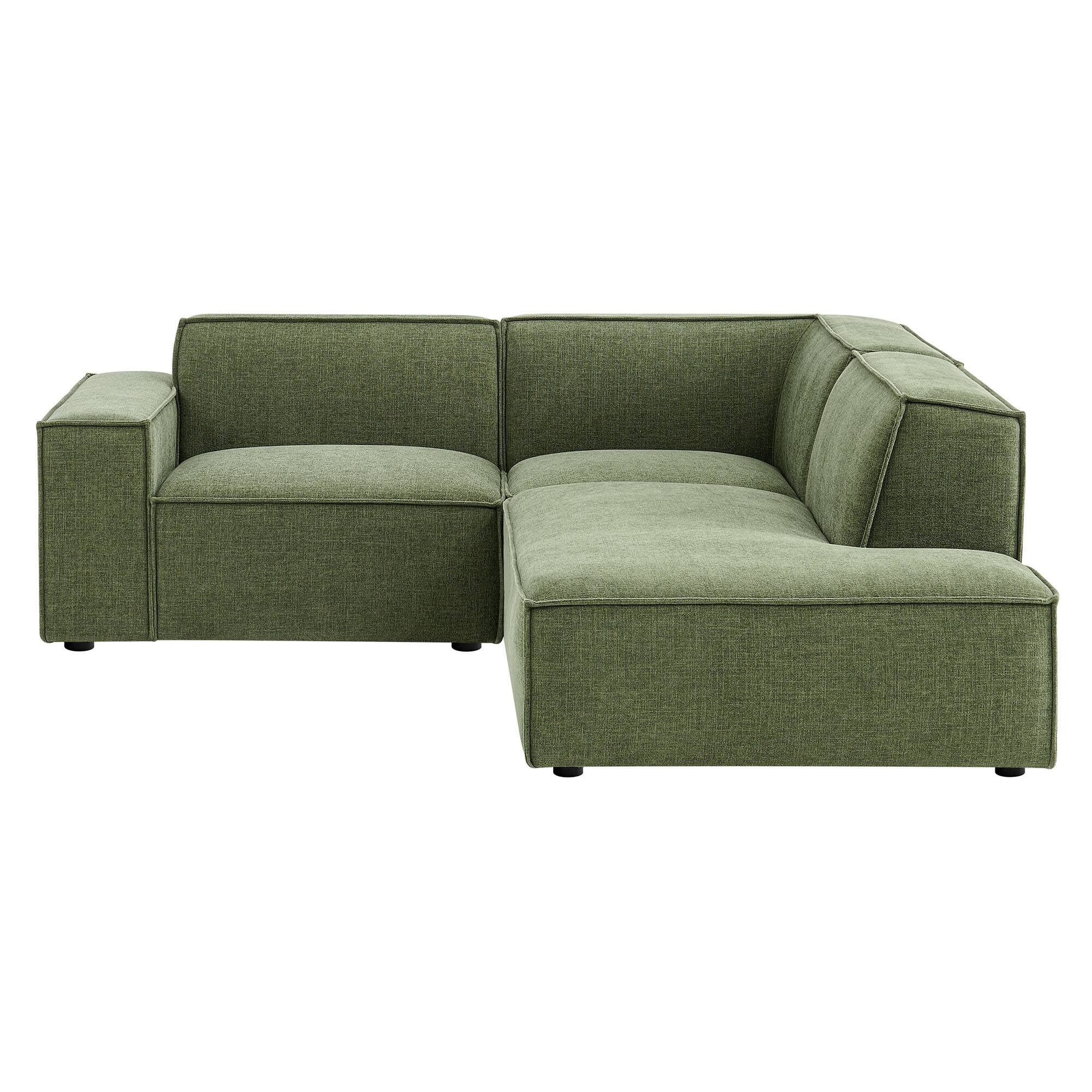Alt View 6. Modway - Restore 3-Piece Performance Fabric Upholstered Modular L-Shaped Sectional Sofa by Modway - Foliage.