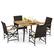 Front. Costway - 5 PCS Patio PE Wicker Dining Set Table and Chairs with Cushions 1.9" Umbrella Hole - Mix Brown + Off White.