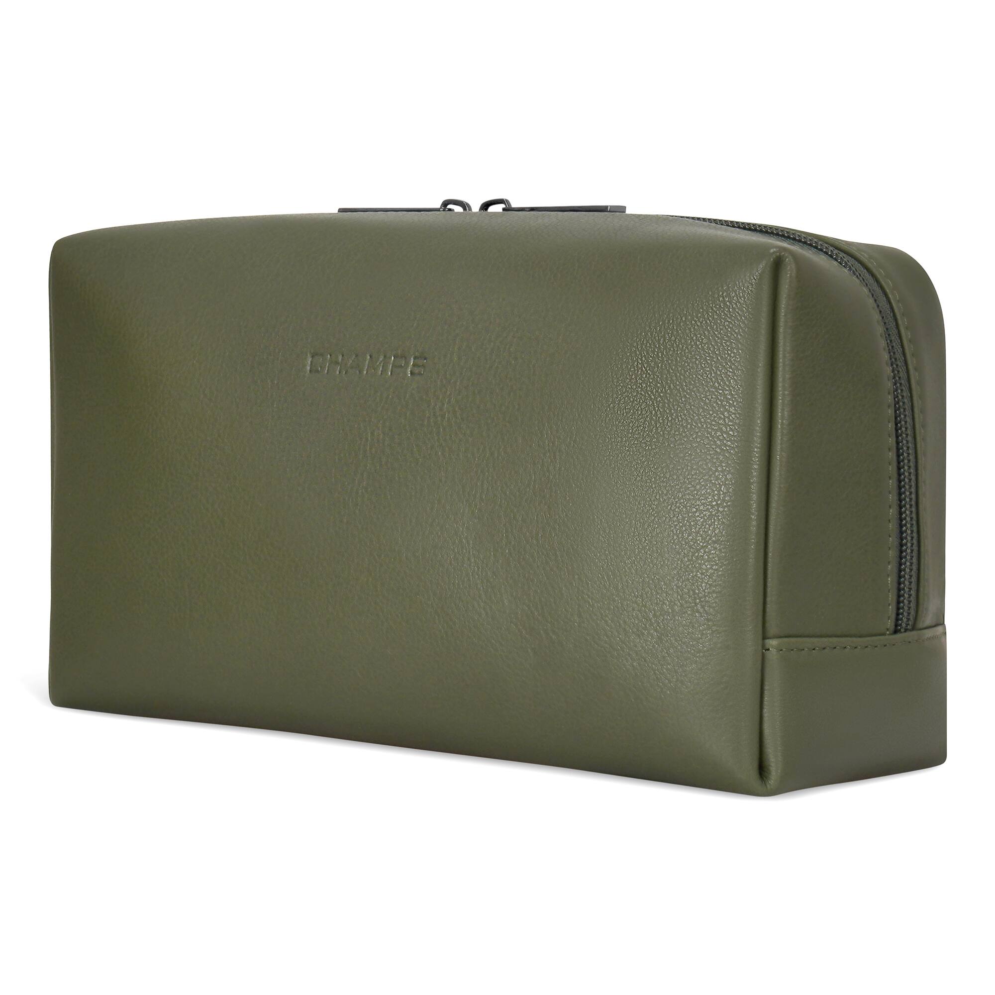 Left. Champs - Onyx Collection Leather Toiletry Bag - Khaki.
