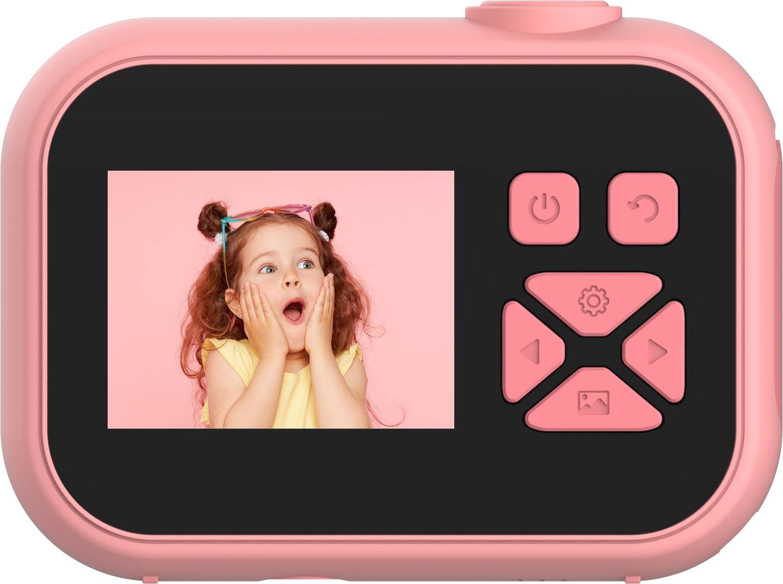 Angle. myFirst - Camera 10 - New Mini Digital Camera for Kids, Photo, Video, 5MP, 32GB Micro SD Card - Pink.