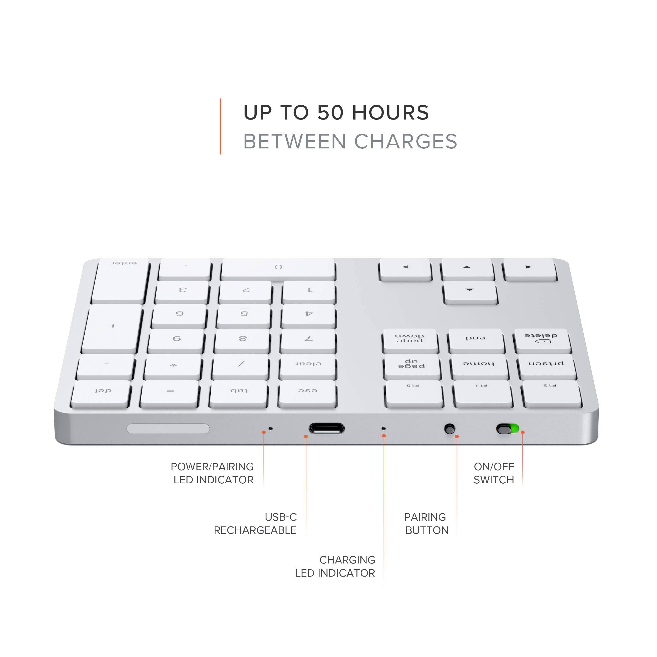 UP TO 50 HOURS BETWEEN CHARGES

POWER/PAIRING LED INDICATOR ON/OFF SWITCH USB-C RECHARGEABLE PAIRING BUTTON CHARGING LED INDICATOR