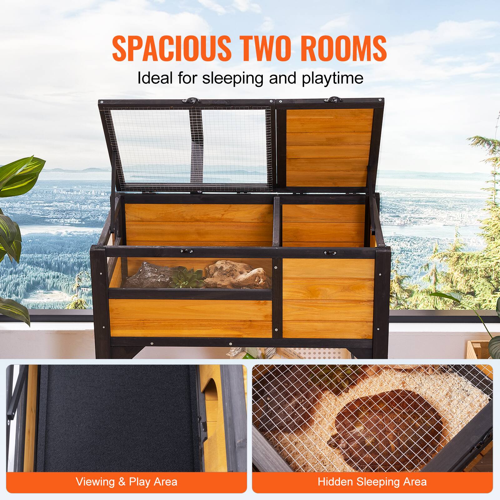 SPACIOUS TWO ROOMS  
Ideal for sleeping and playtime  

Viewing & Play Area  
Hidden Sleeping Area