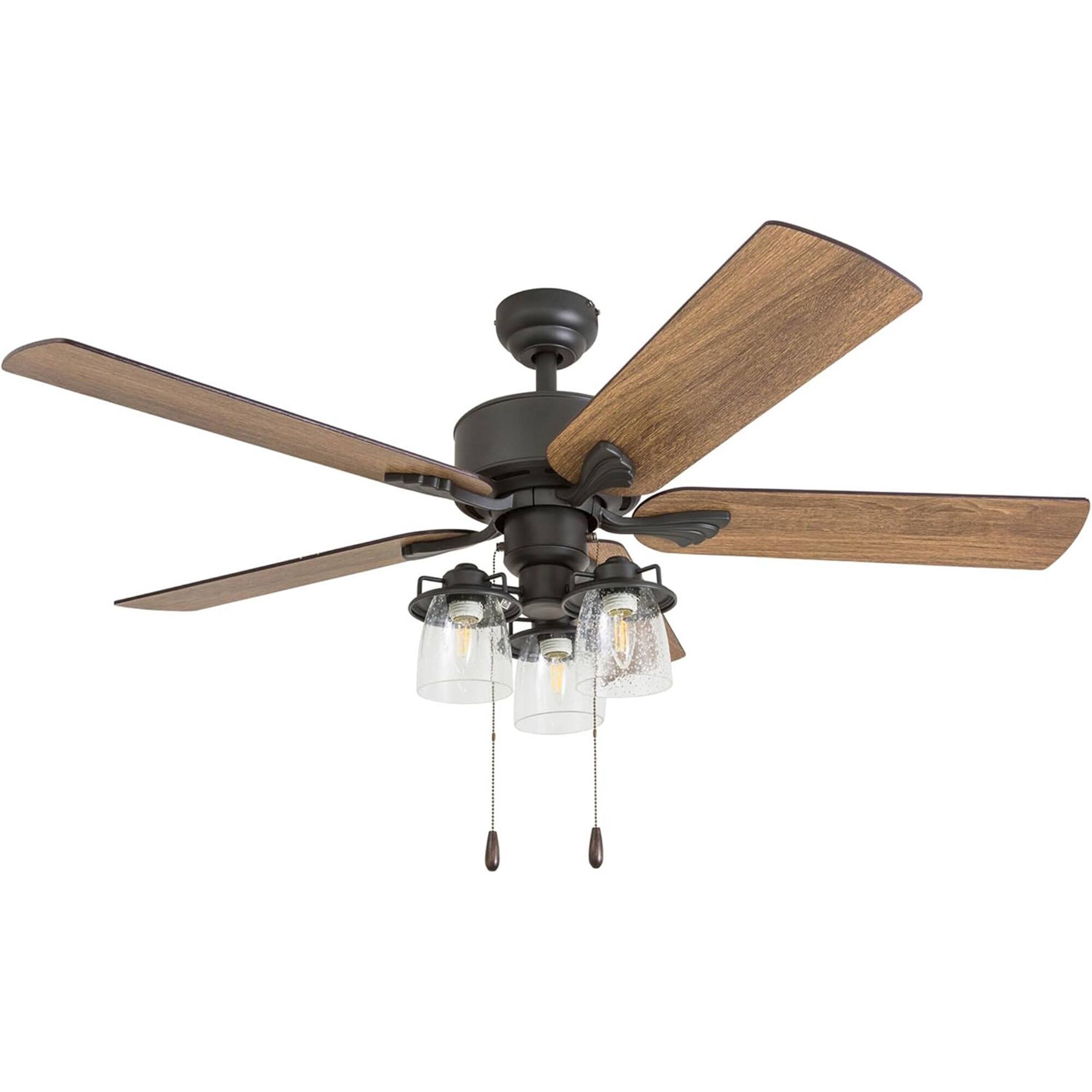 Front. Prominence Home - Prominence Home Briarcrest 52" Indoor Ceiling Fan with Light, Pull Chain, Bronze - Bronze.