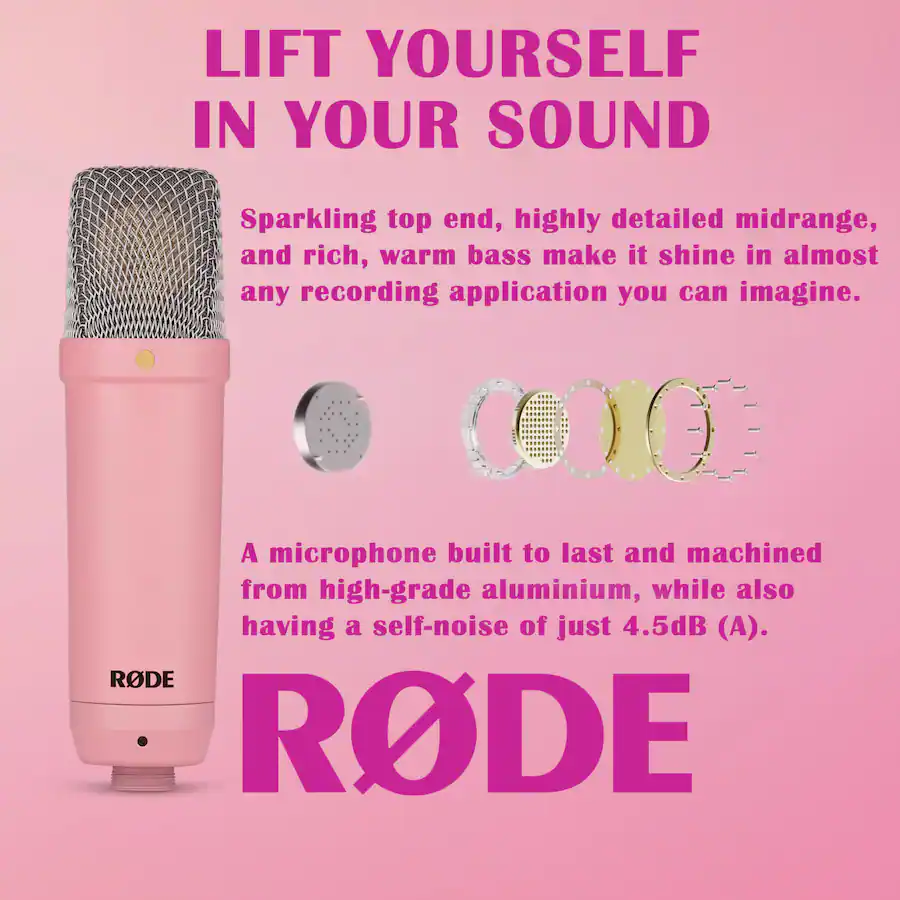 RODE NT1 Signature Series Studio Condenser Microphone (Pink ...