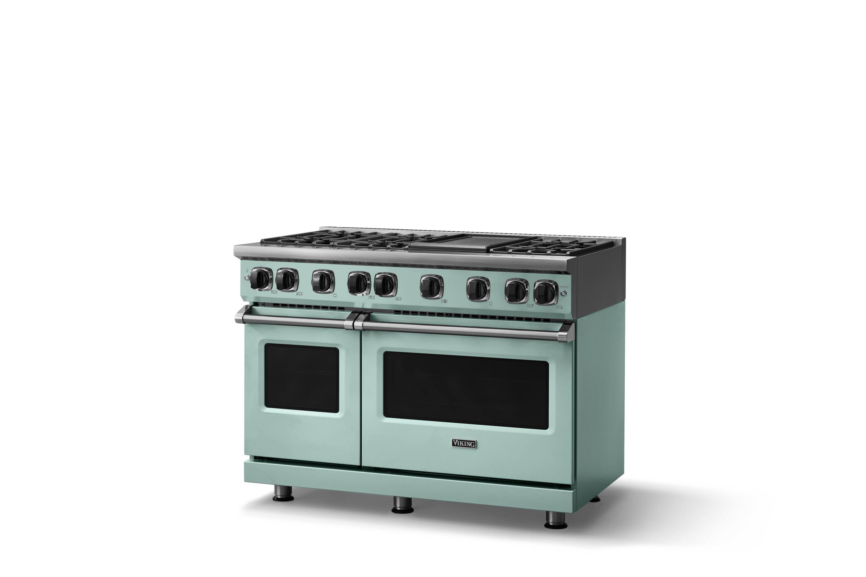 Angle. Viking - 48"W. 7.3 Cu. Ft. Freestanding Sealed 6 Burner Gas Range/Griddle  - Splash - Splash.
