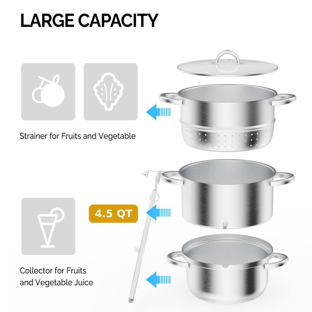 LARGE CAPACITY  
Strainer for Fruits and Vegetables  
4.5 QT  
Collector for Fruits and Vegetable Juice