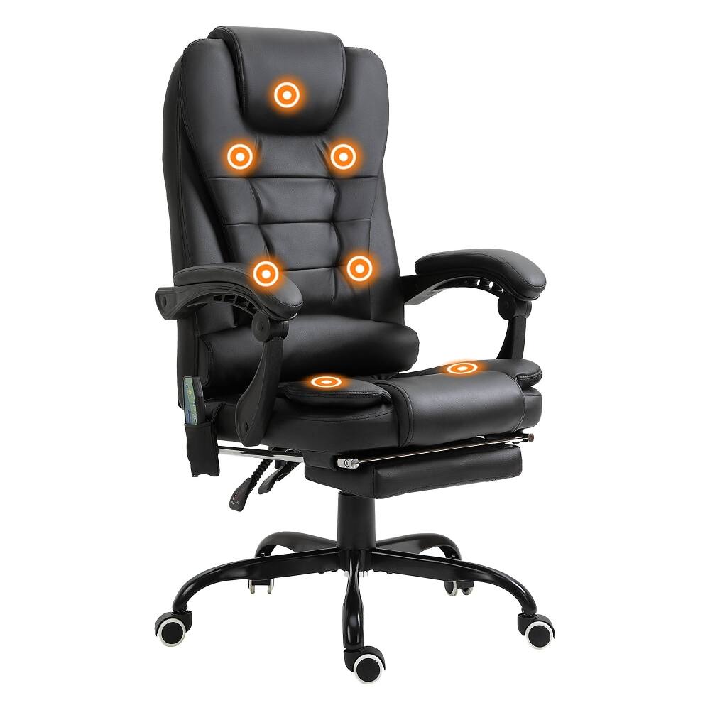 Alt View 10. Loheer - Loheer Massage Office Chair High Back Executive Desk Chair with Footrest Black - Black.