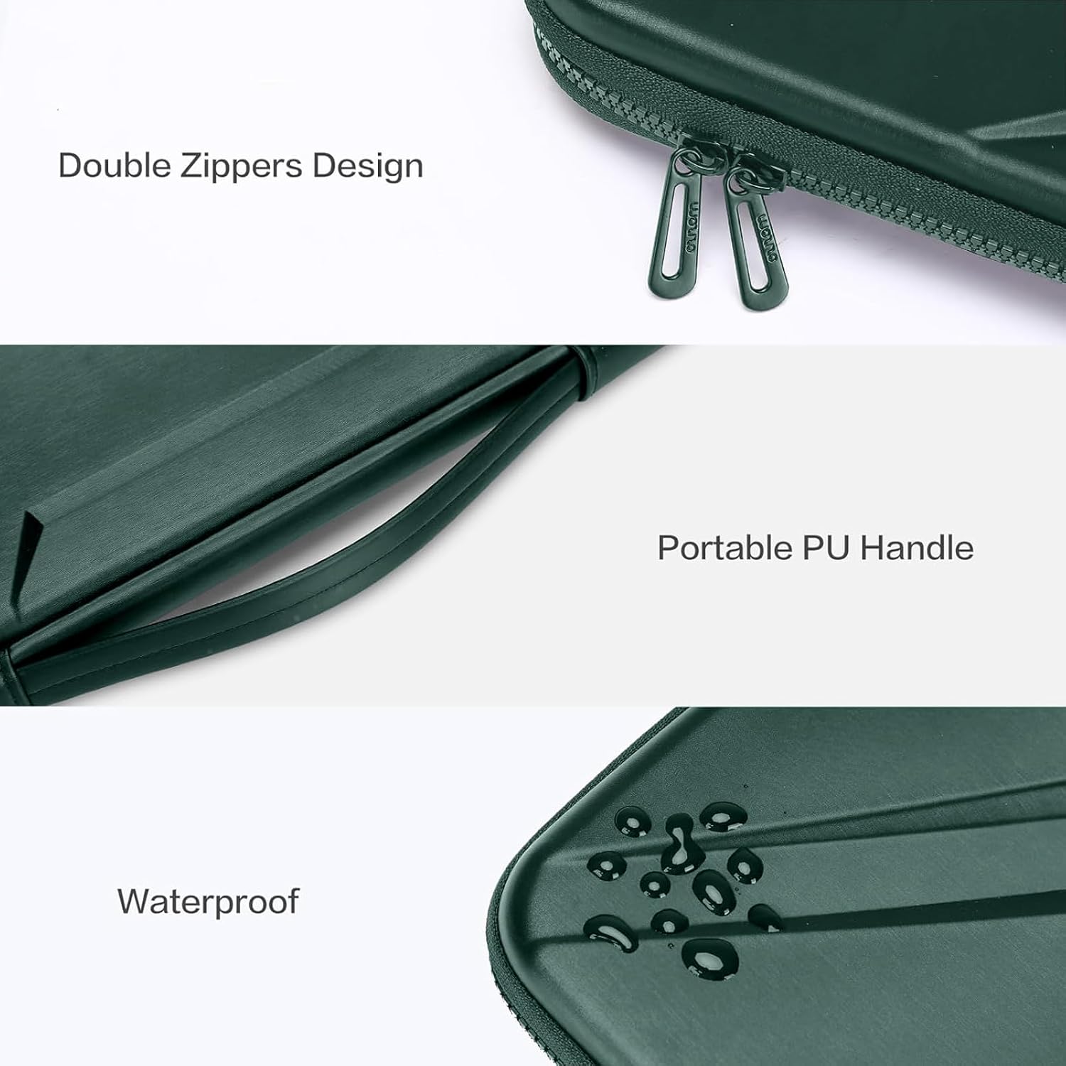 Double Zippers Design  
Portable PU Handle  
Waterproof