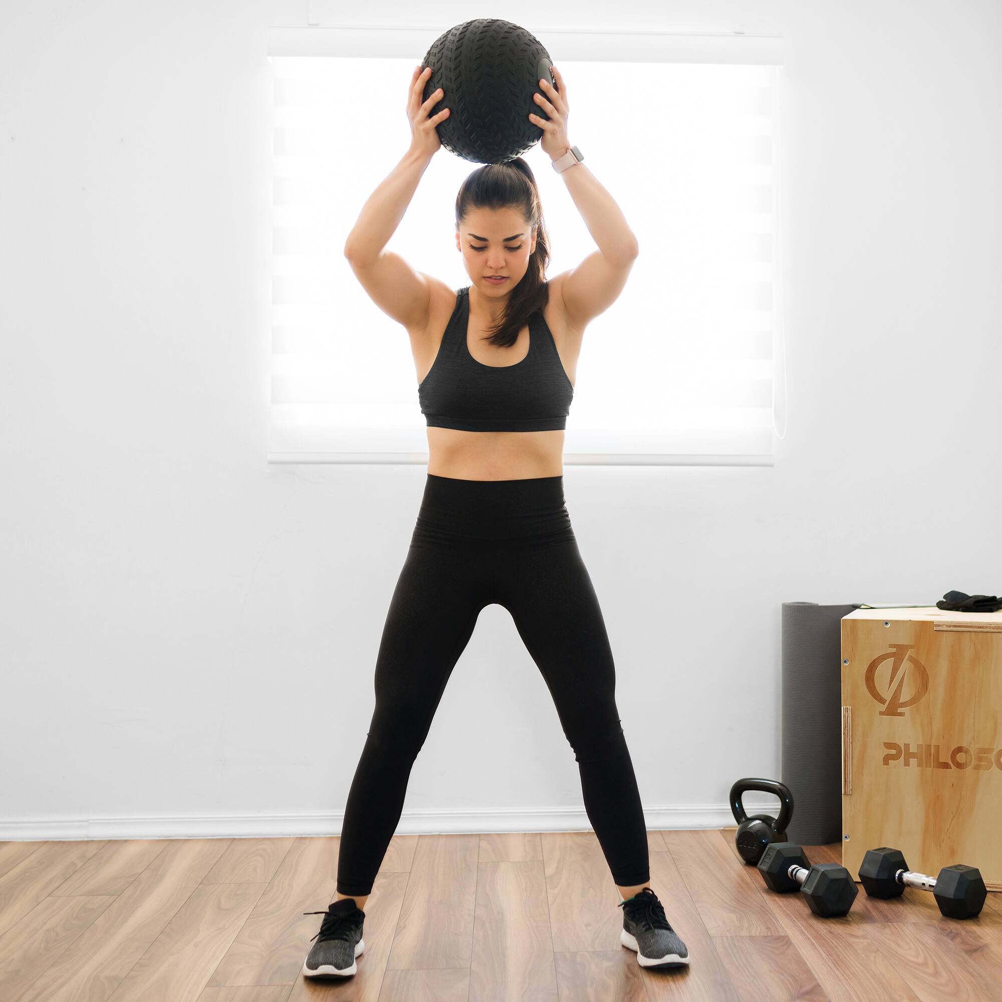 Alt View 4. Philosophy Gym - Slam Ball - Weighted Medicine Ball with Easy Grip Tread - Black.