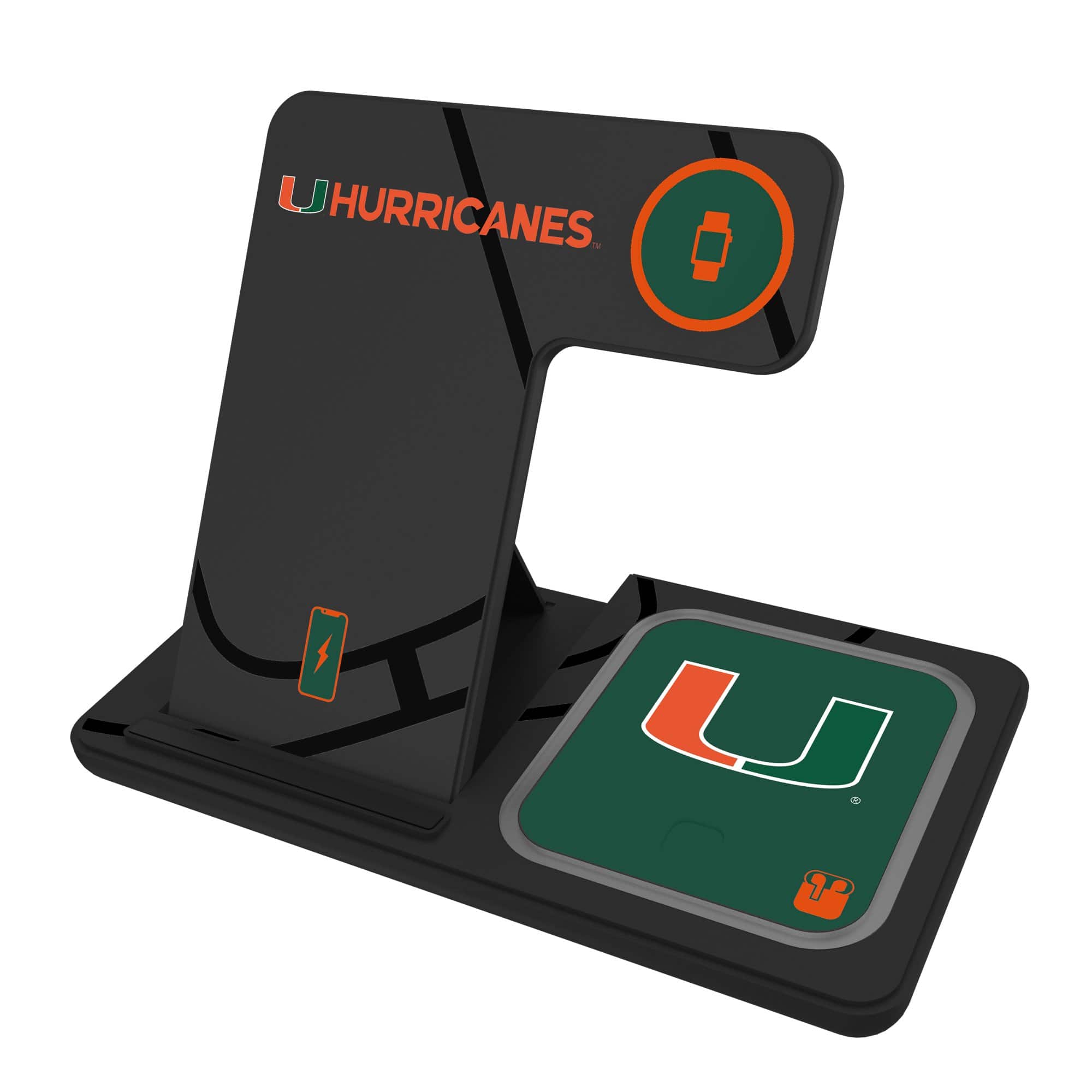 Keyscaper - Miami Hurricanes 3-In-1 Wireless Charger - Multicolor