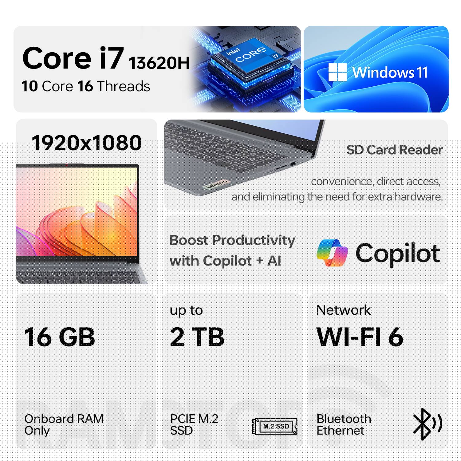 ⭐️❕M867A⭐️ Lenovo i7-13620H NVMe 512 LENOVO IDEAPAD SLIM 3 15IRH8 Laptop - 13th Gen i7-13620H