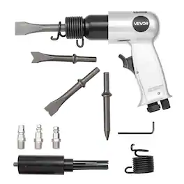 VEVOR - Air Hammer, 4500BPM Pneumatic Hammer with Rust Removal Air Needle Scaler & 4PCS Chisels Round Shank - Aluminum color