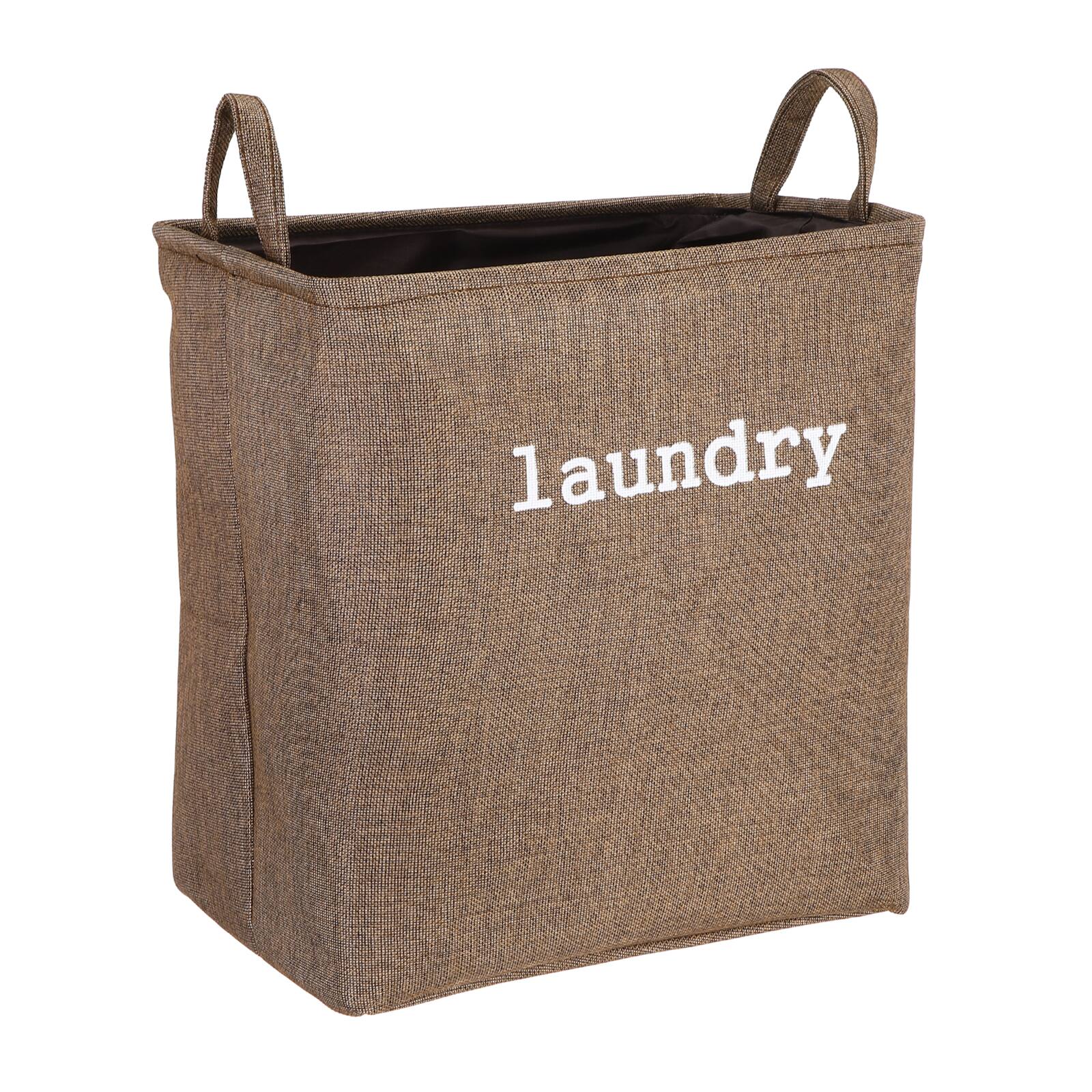 Front. Unique Bargains - Laundry Hamper Collapsible with Handles, 14x10.2x15.7 Inch Foldable Storage for Clothes, Blankets, Bedroom, Bathroom - Brown.