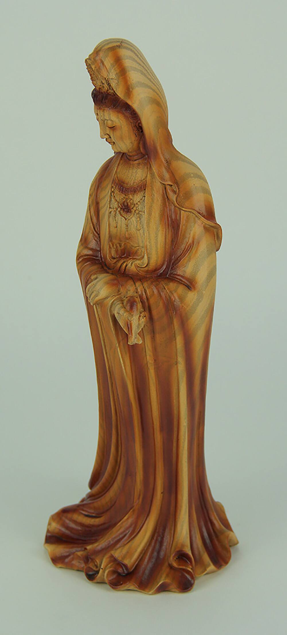 Alt View 1. Everspring Import Co. - Guanyin Goddess of Mercy Faux Carved Wood Look Statue - Tan.