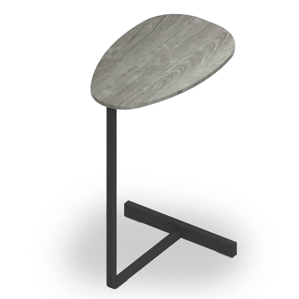 Alt View 1. Loheer - Loheer C-Shaped Side Table with Storage Basket Grey Walnut Sofa End Table Portable Laptop Holder Wood Look Accent Table - Grey Walnut.