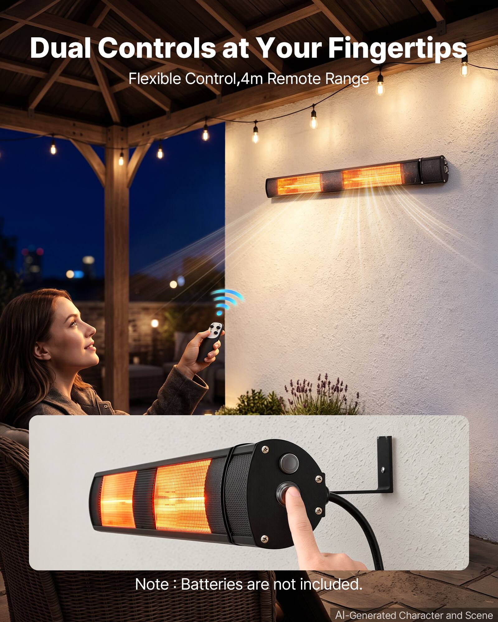 VEVOR Infrared Heater 3000W Electric Space Heater for Outdoor Use ...