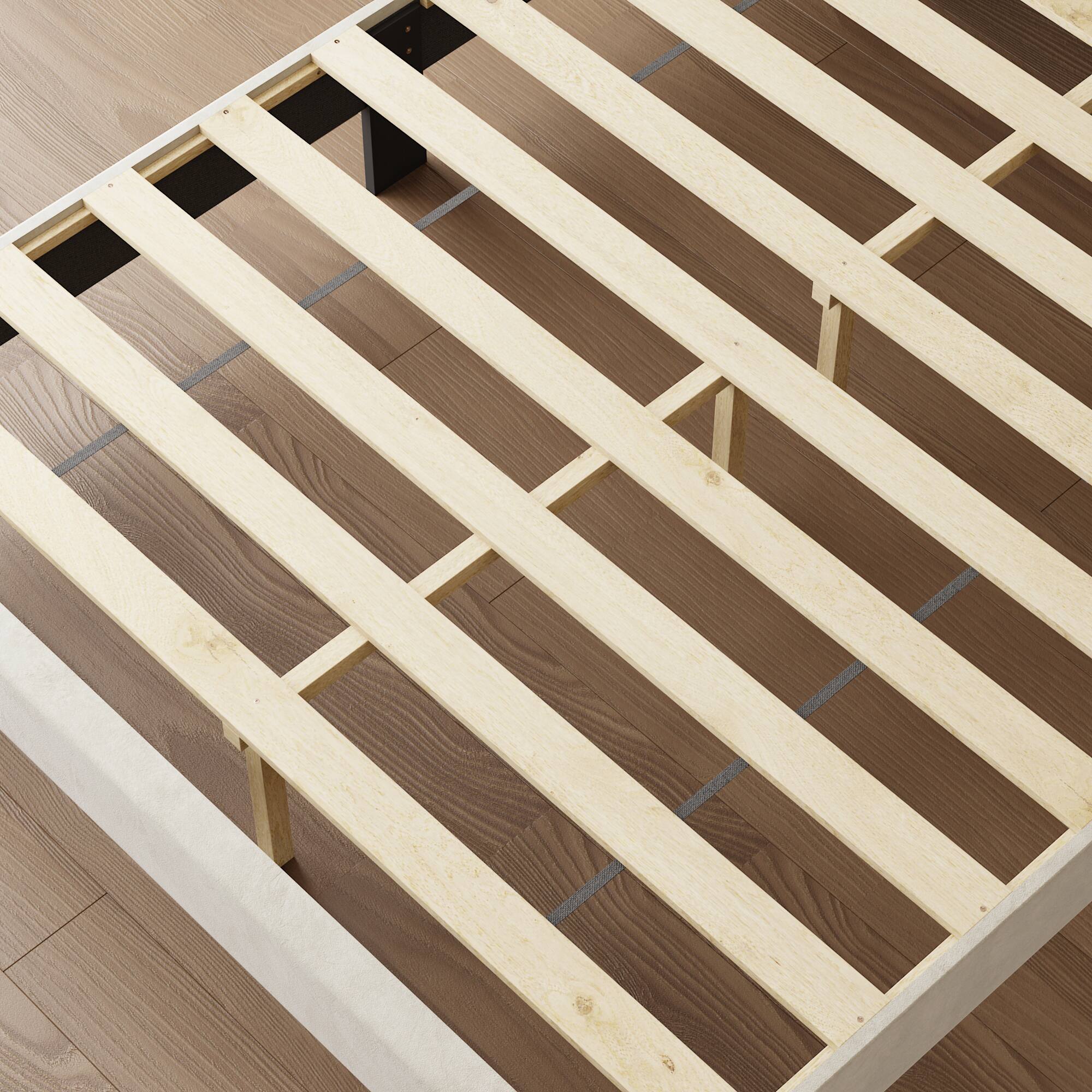 Alt View 2. Famapy - Famapy Upholstered Bed Frame - Tufted Headboard, Sturdy Slats, Modern Design - White.