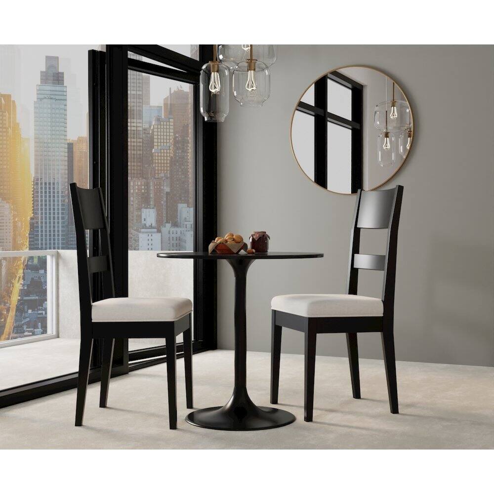 Alt View 2. Carolina Chair & Table - Enzo 30" Round Marble Top Dining Table - Black Top - Black Base - Black.