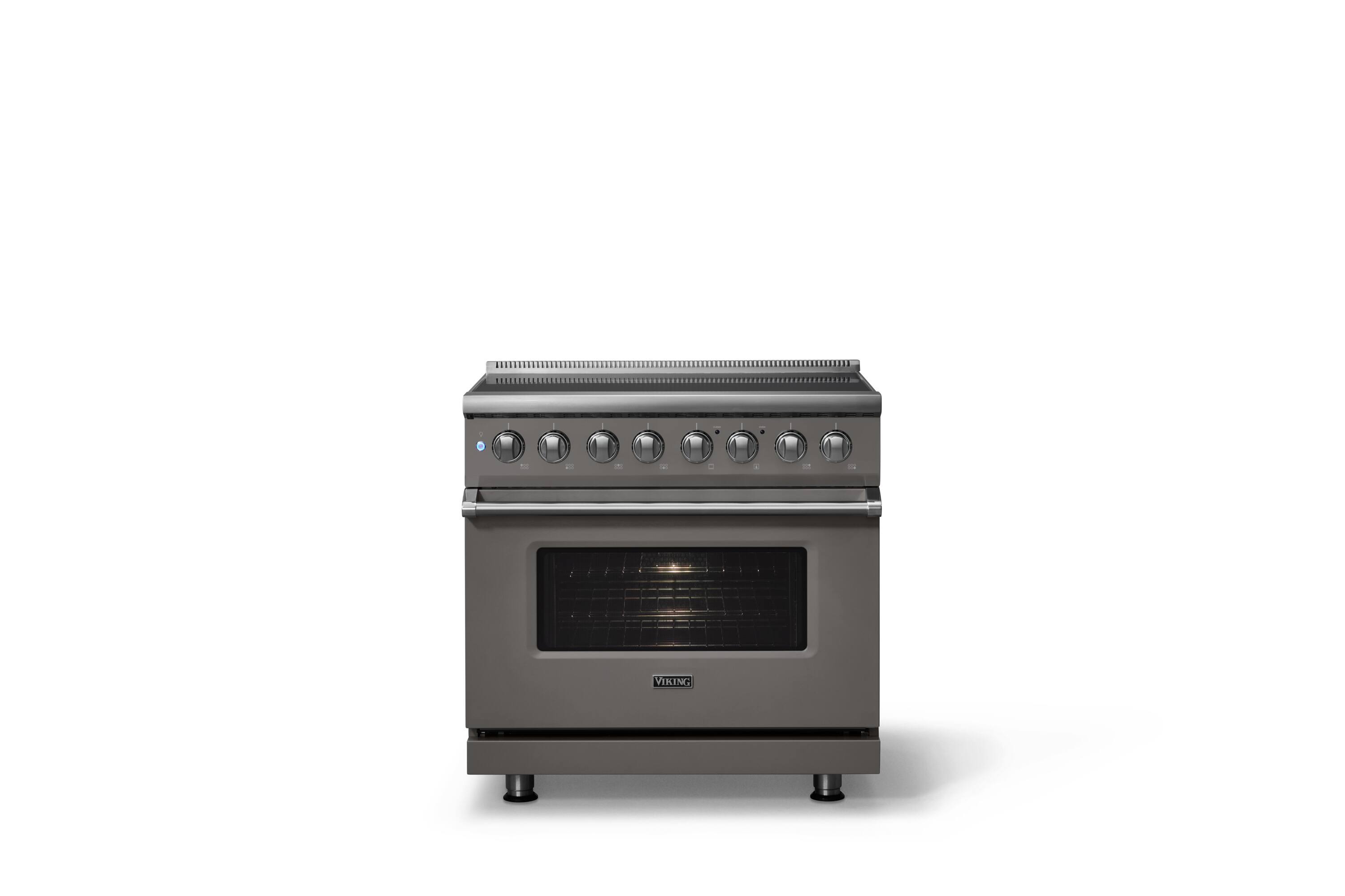 Alt View 1. Viking - 36 in. Wide 6 Elements Pro 5 Series 5.6 Cu. Ft. Freestanding Induction Convection Range - Damascus Gray - Damascus Gray.