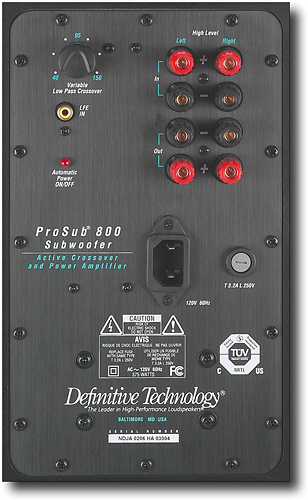 Back View: Definitive Technology - ProSub 800 8" 300-Watt Powered Subwoofer - Black