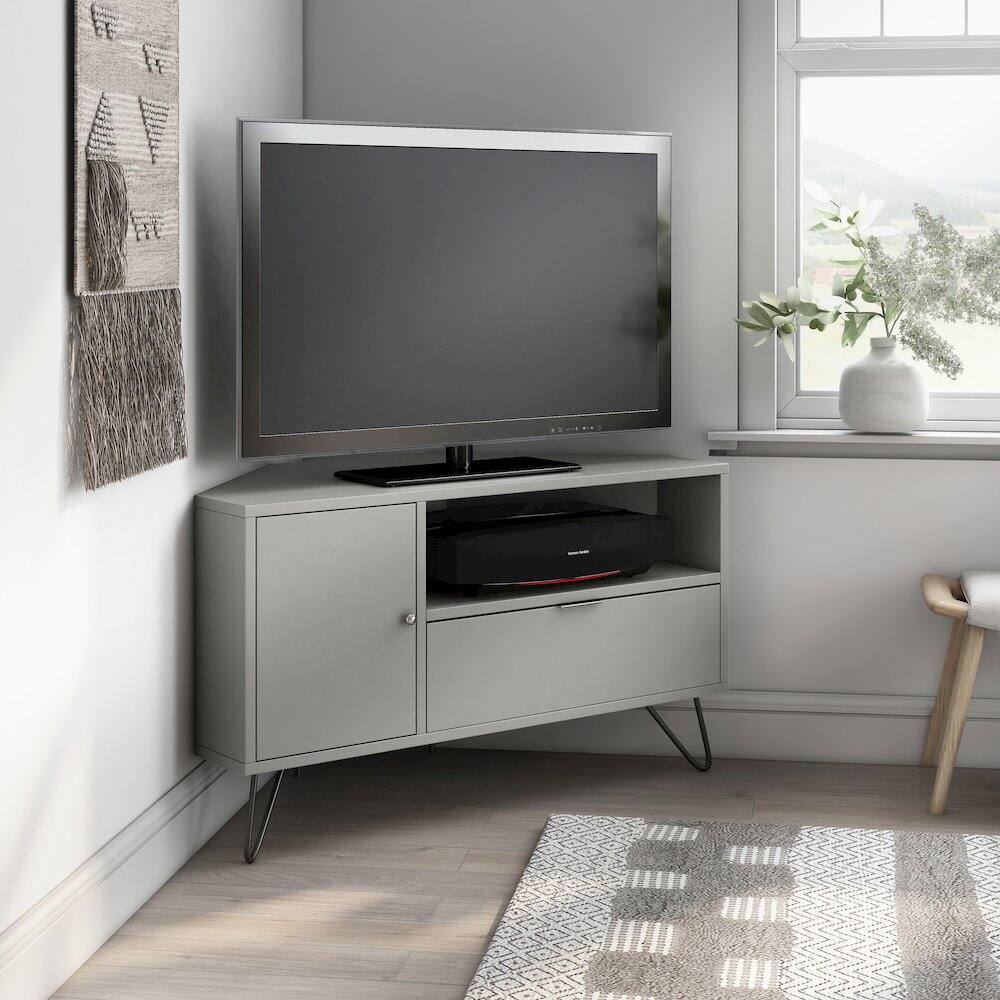 Alt View 4. Furniture of America - Emilia Modern Wood Multi-Storage Corner TV Stand in Gray - Gray.