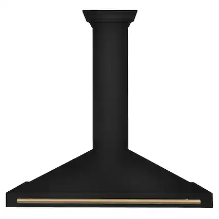Front. ZLINE - 48 in. Autograph Edition Wall Mount Range Hood with Champagne Bronze Handle (BSKB4Z-48-CB) - Black Stainless Steel.