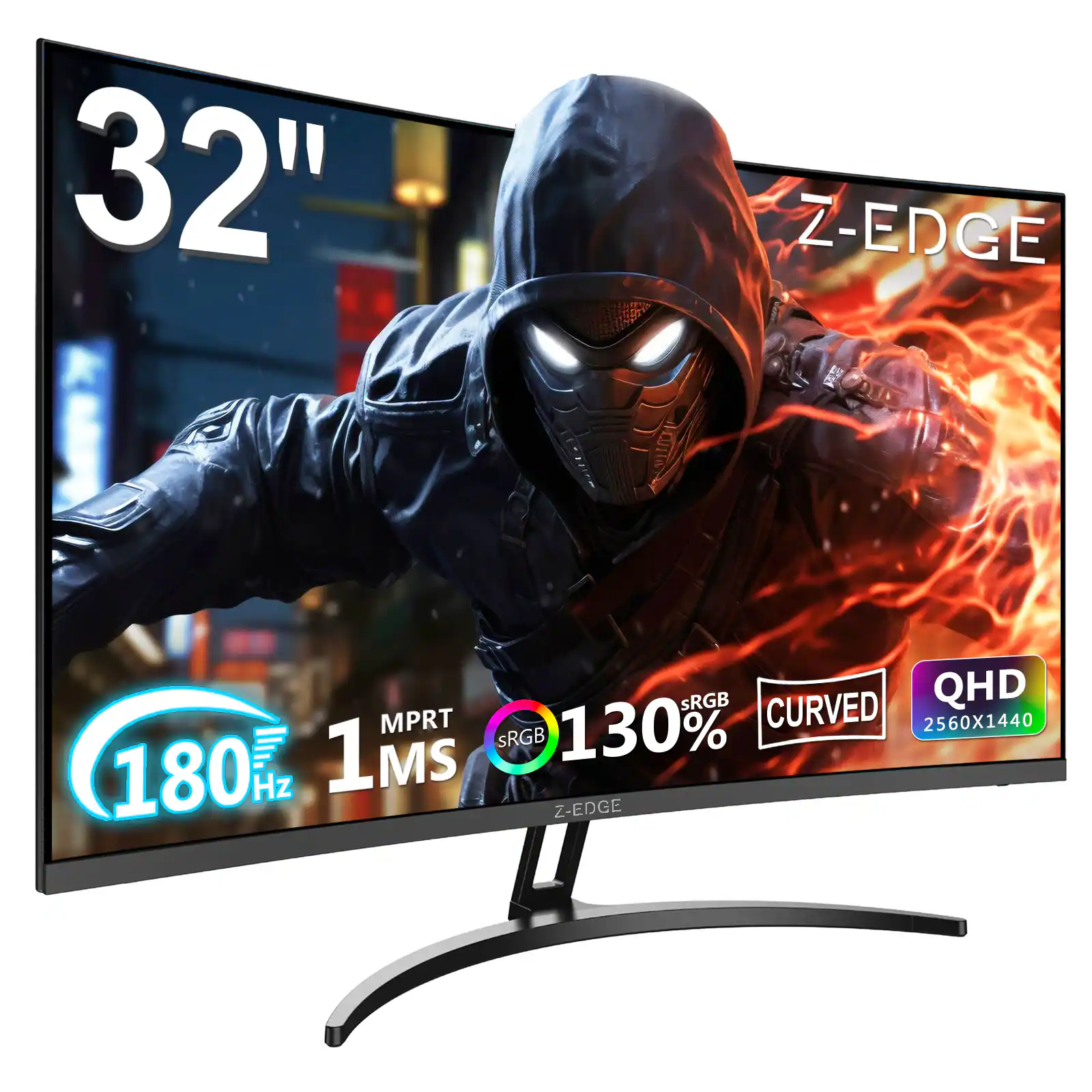 32" Z-EDGE  
SRGB CURVED QHD  
130%  
2560X1440  
180 Hz  
1MS  
MPRT  
SRGB