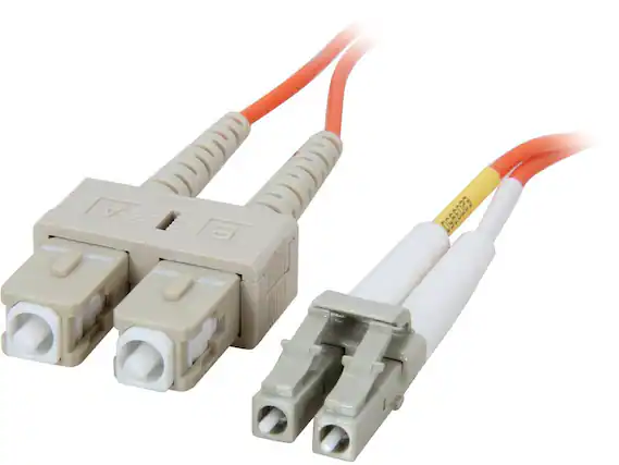 Front. Cables to Go - C2G 33154 OM1 Fiber Optic Cable - LC-SC 62.5/125 Duplex Multimode PVC Fiber Cable, Orange (3.3 Feet, 1 Meter).