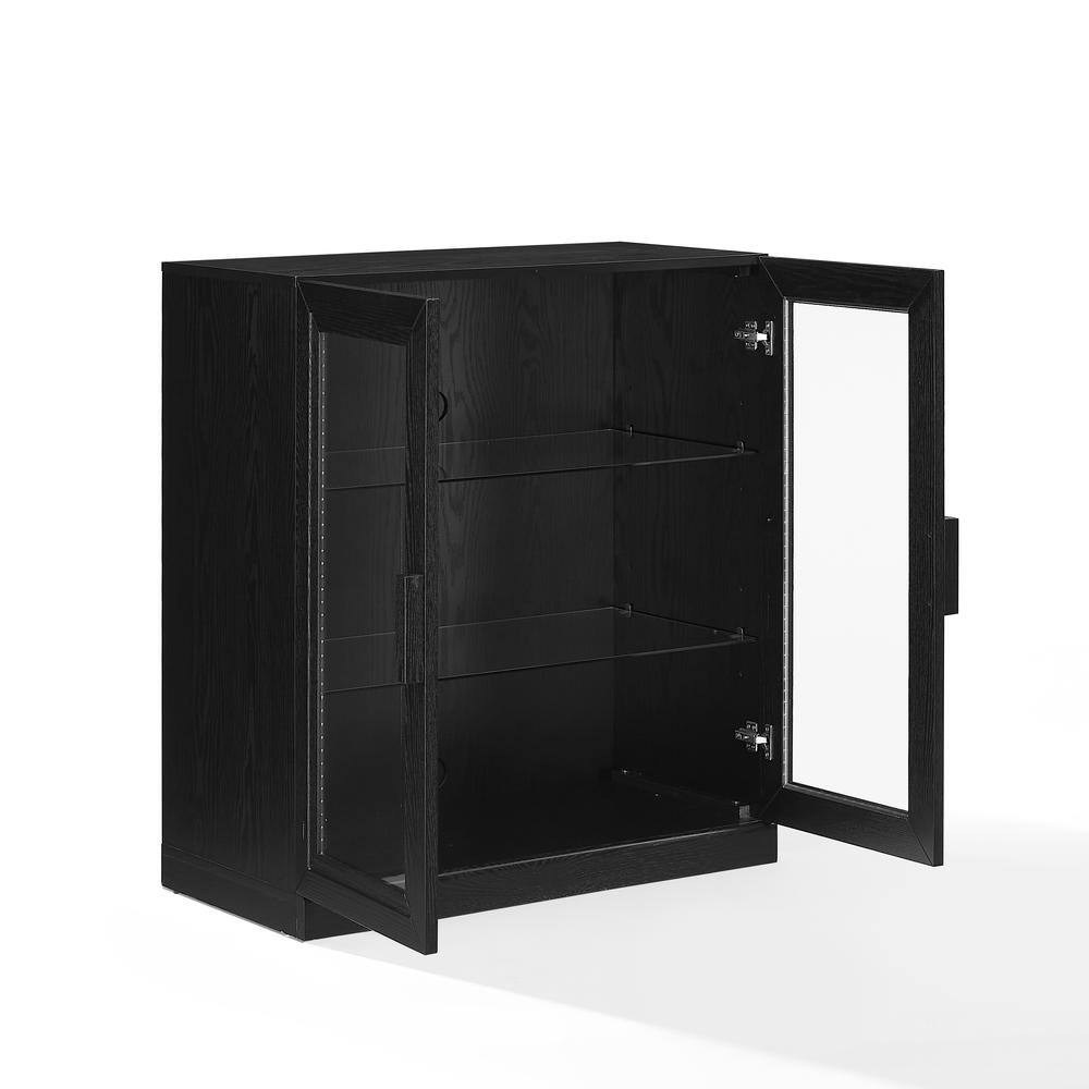 Back. Crosley Furniture - Essen Stackable Glass Door Kitchen Pantry Storage Cabinet - Black.