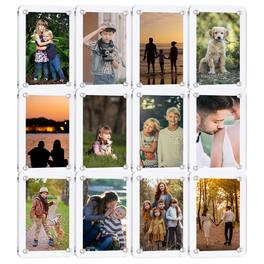 Fitnate - 12 Pack High Transparency Acrylic Magnetic Photo Frames for Refrigerator - Clear