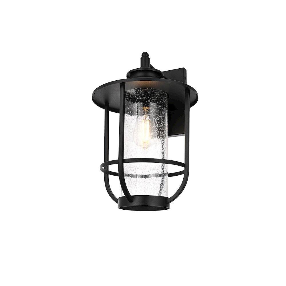 Left. Elegant Lighting - Janney 11 Inch Outdoor Wall Sconce In Black - Black.