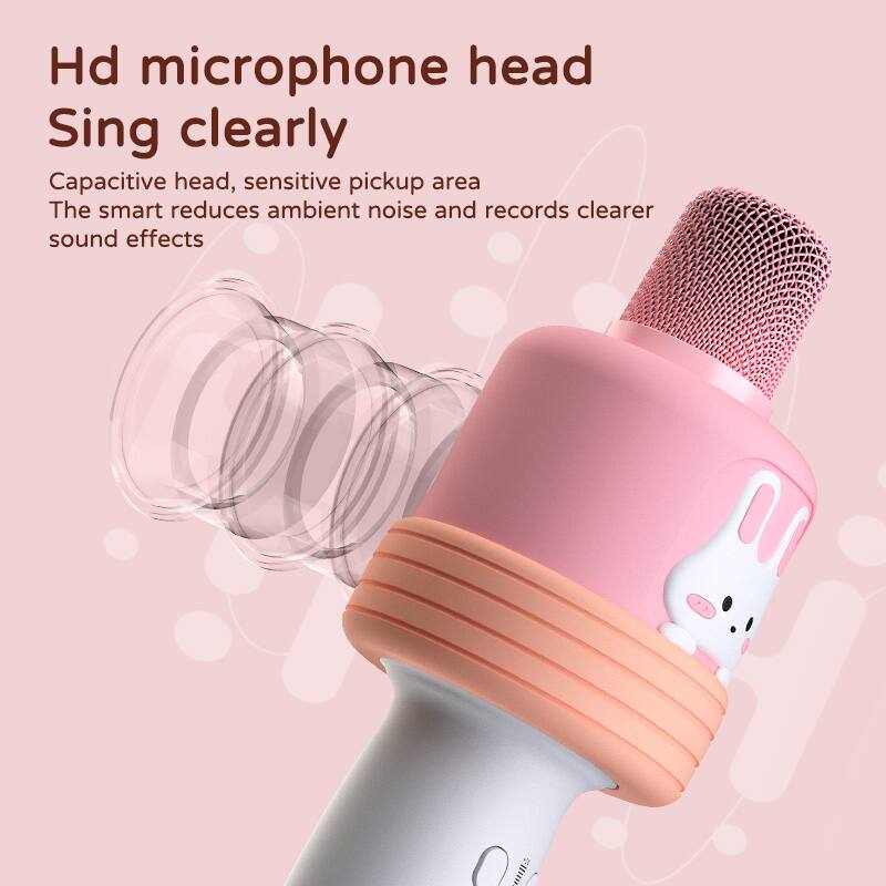 Hd microphone head  
Sing clearly  

Capacitive head, sensitive pickup area  
The smart reduces ambient noise and records clearer sound effects