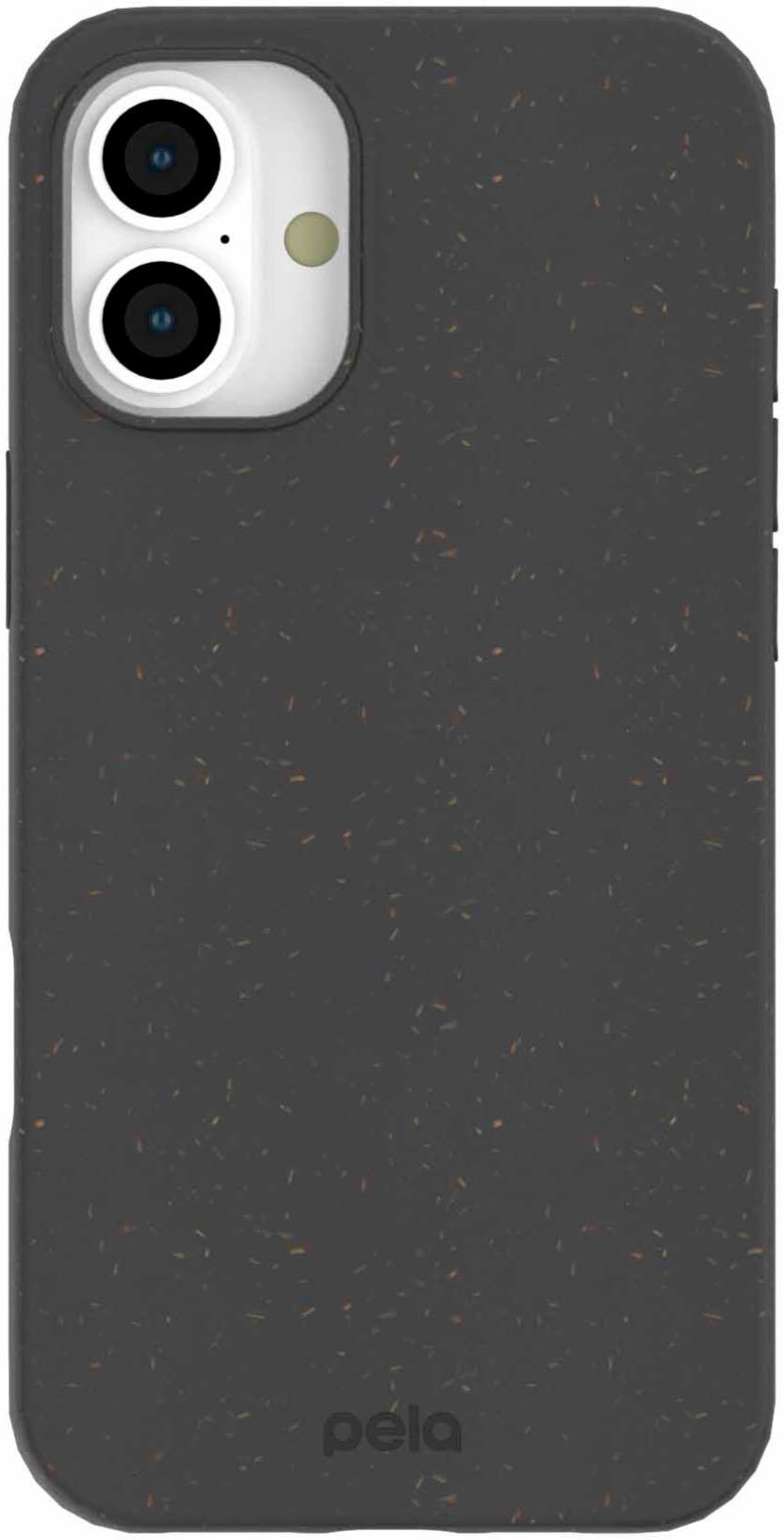 Angle. Pela - Phone Case with MagSafe Module for Apple iPhone 16 Plus + Bonus Custom Case Activation Code - Black.